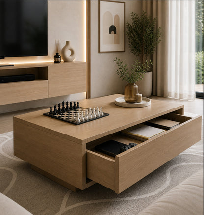 Mesa ratona con cajón.